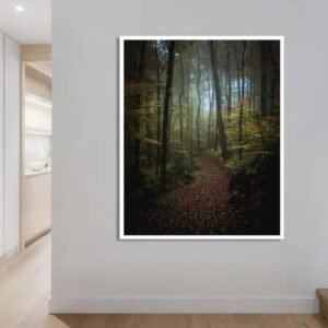 Into The Forest By Jan Lenhardt. Striking One-of-a-Kind Large Framed Artwork